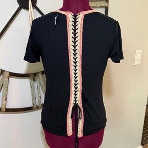 Others Follow Black Lace-Up Back Women Top NWTS